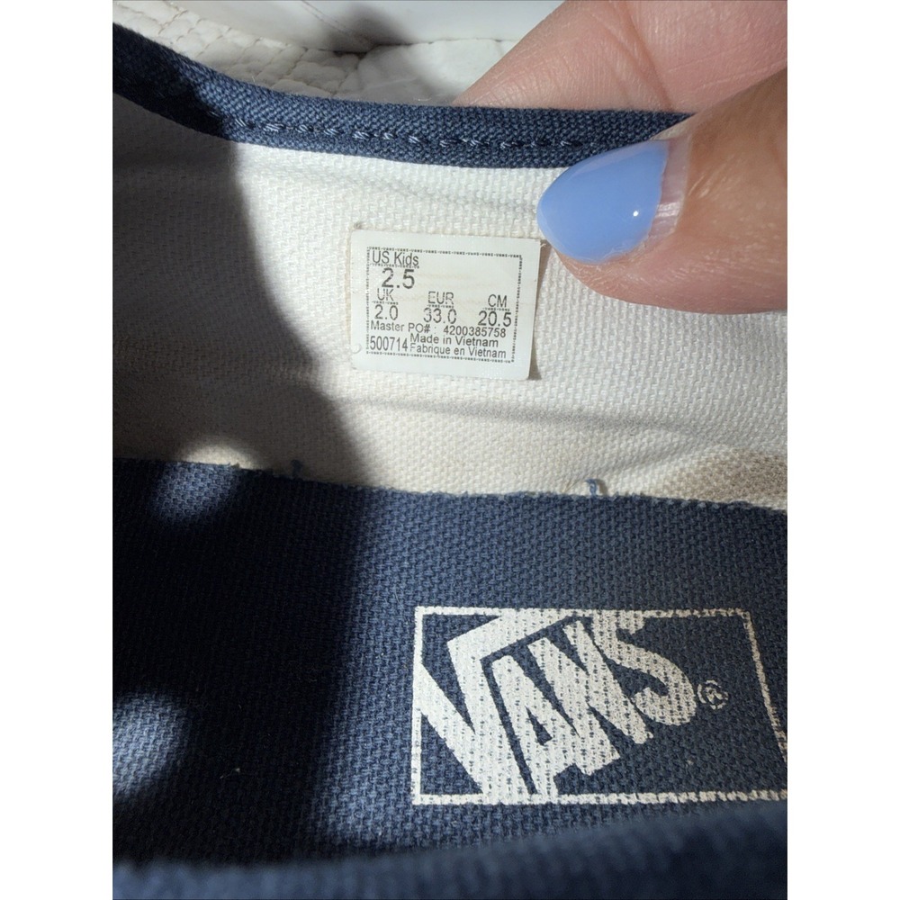 Vans Mary Jane Kids Size 2.5 Lavender Purple Navy Blue Canvas‎ Buckle Shoes - Picture 7 of 10